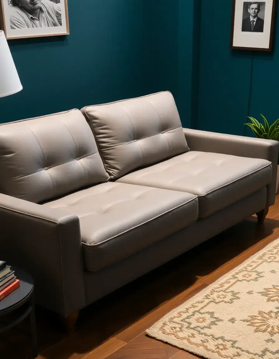 Gray sleeper leather couch for small apartments