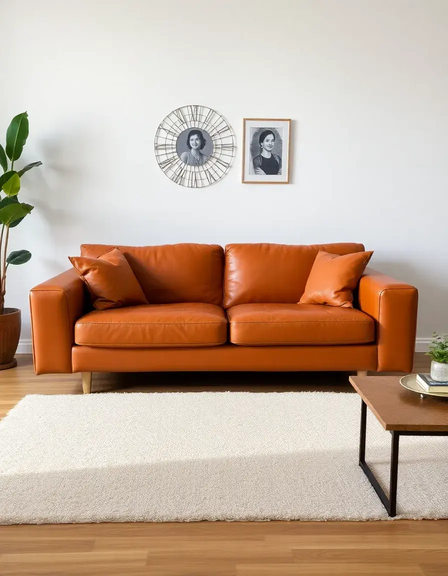 Tan faux leather couch