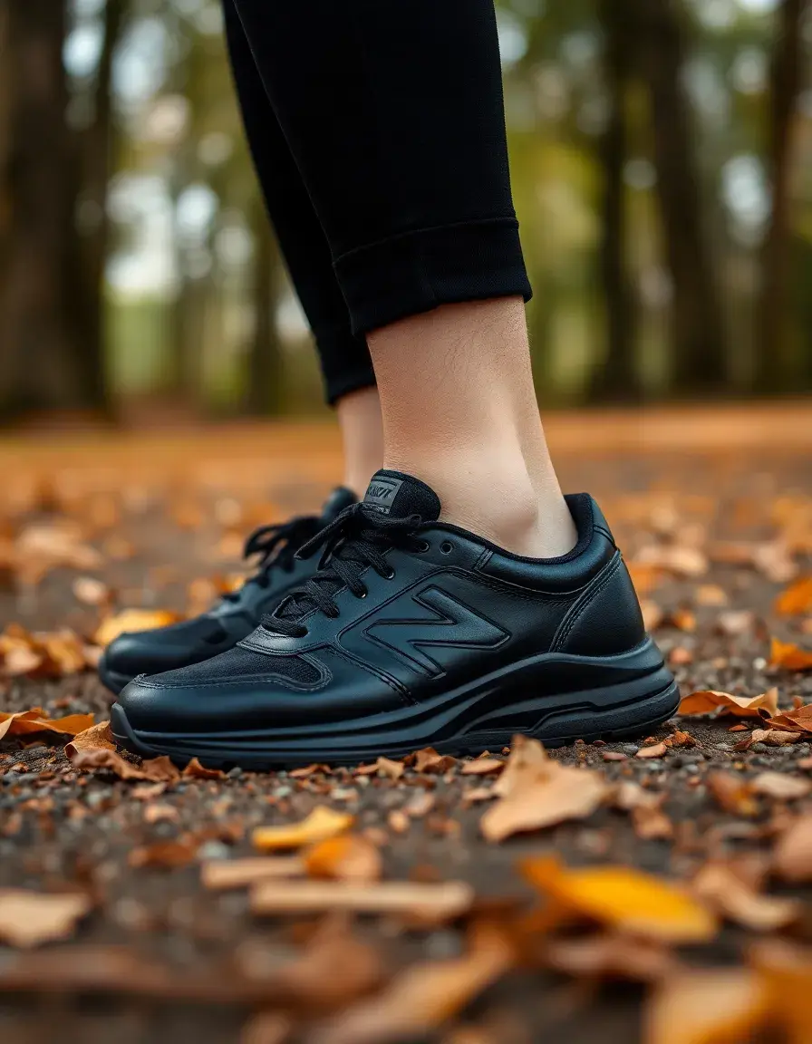 Black running leather trainers with cushioned soles