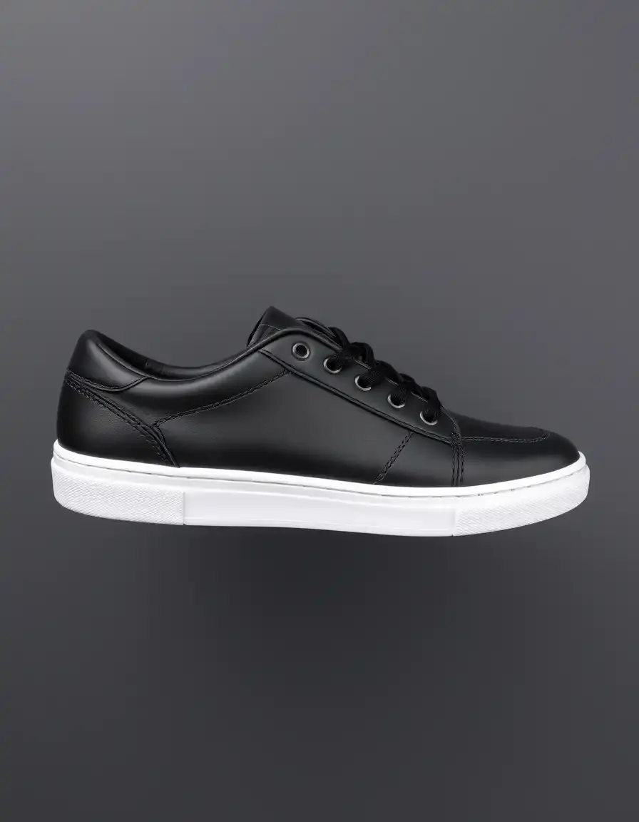 Stylish black fashion leather trainers