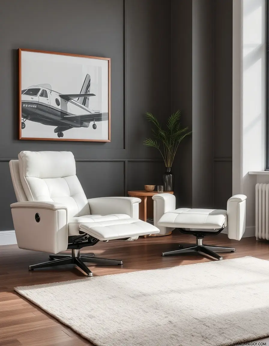 White reclining leather armchair