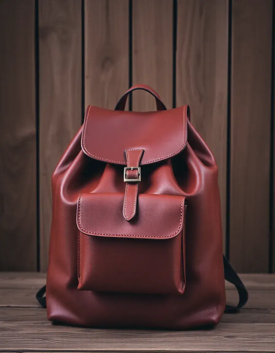 Brown leather backpack handbag