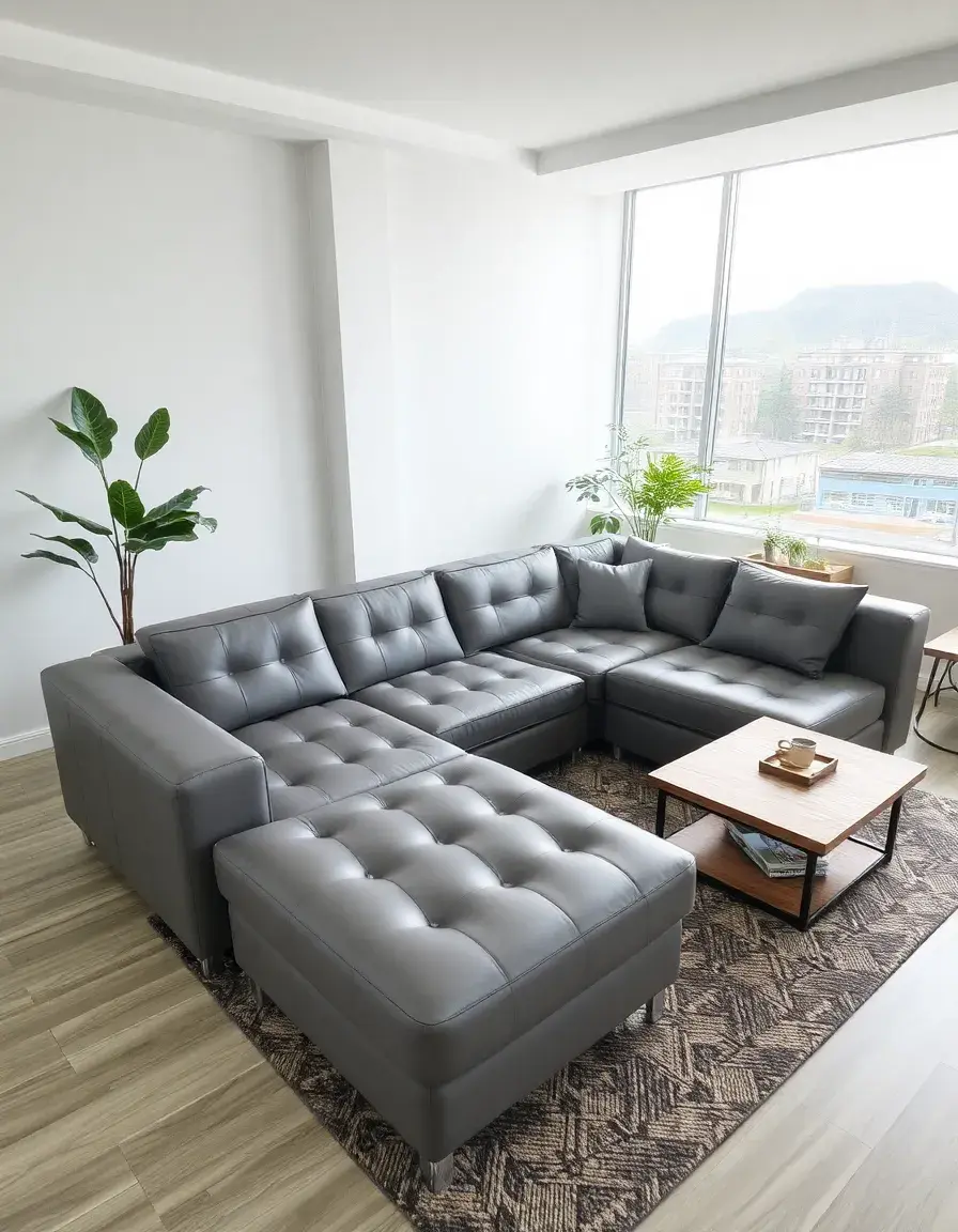 Gray sectional leather sofa bed