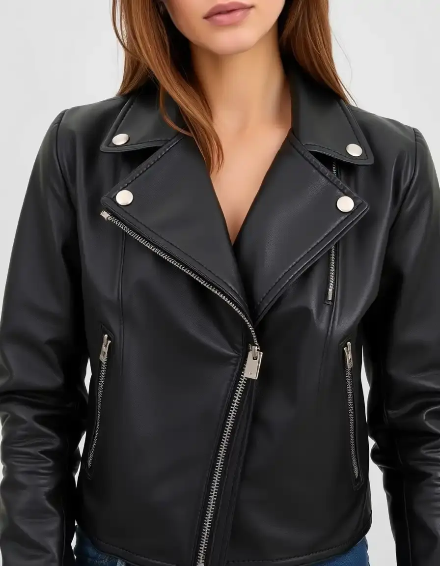 Black PU leather jacket as example