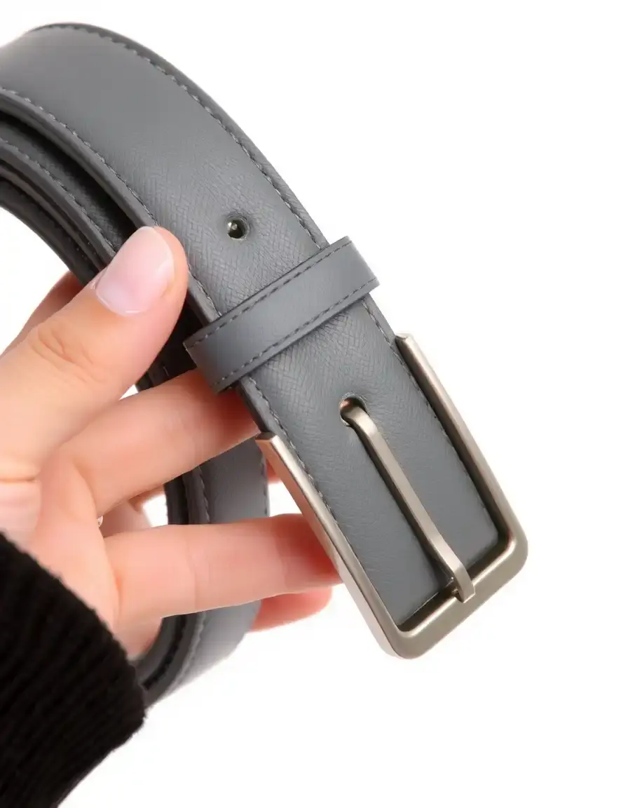 Gray PU leather belt