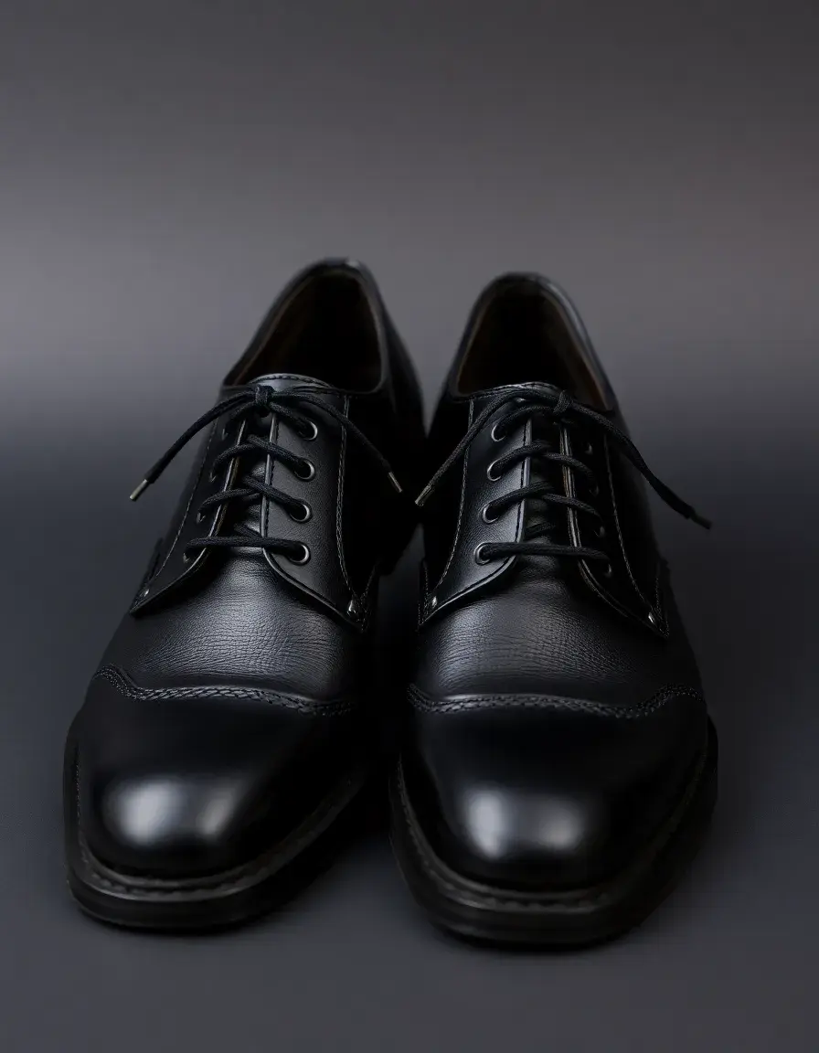 Black PU leather shoes