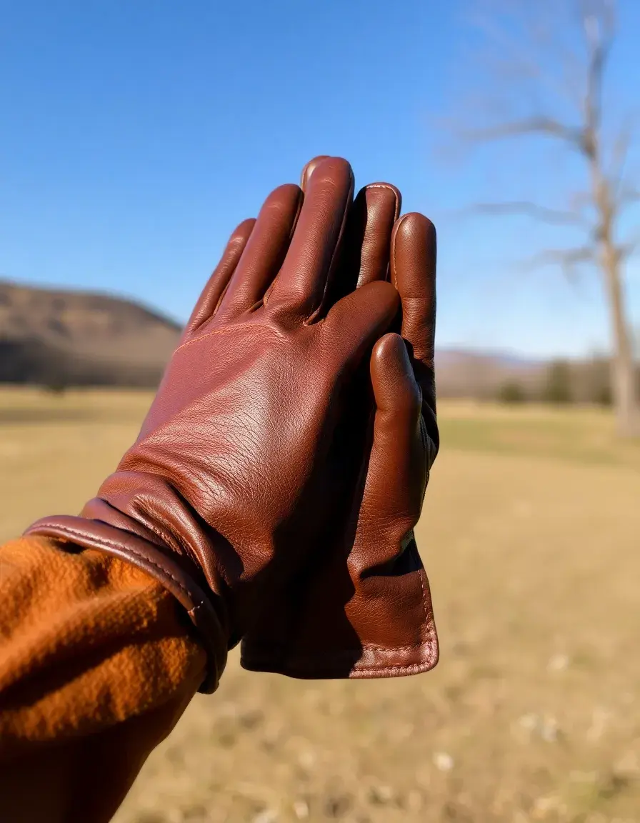 Brown PU leather gloves
