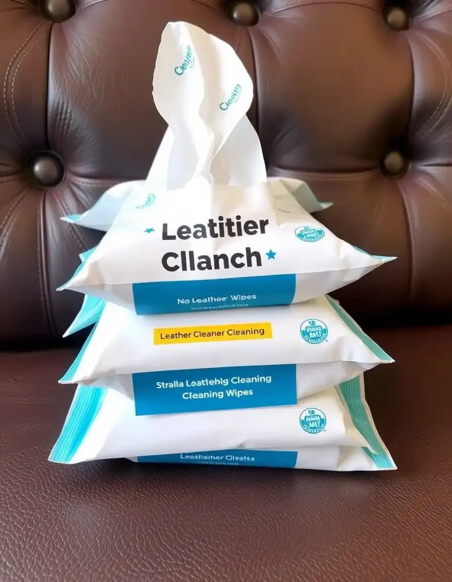 Pack of leather couch cleaning wipes