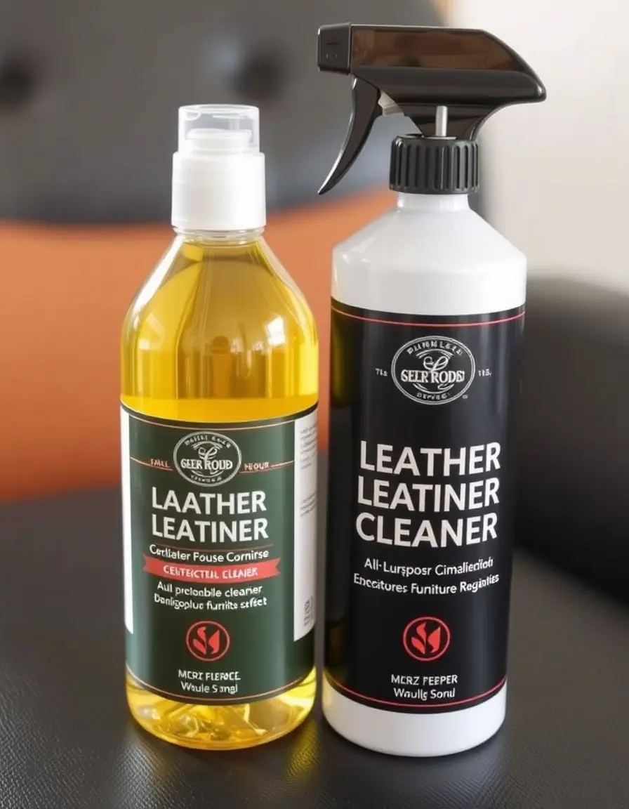 All-purpose leather furniture cleaner bottle
