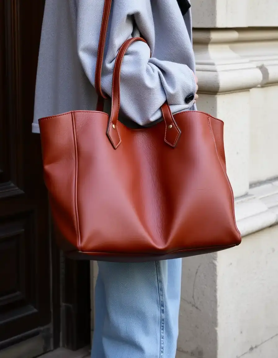Brown Italian leather tote bag