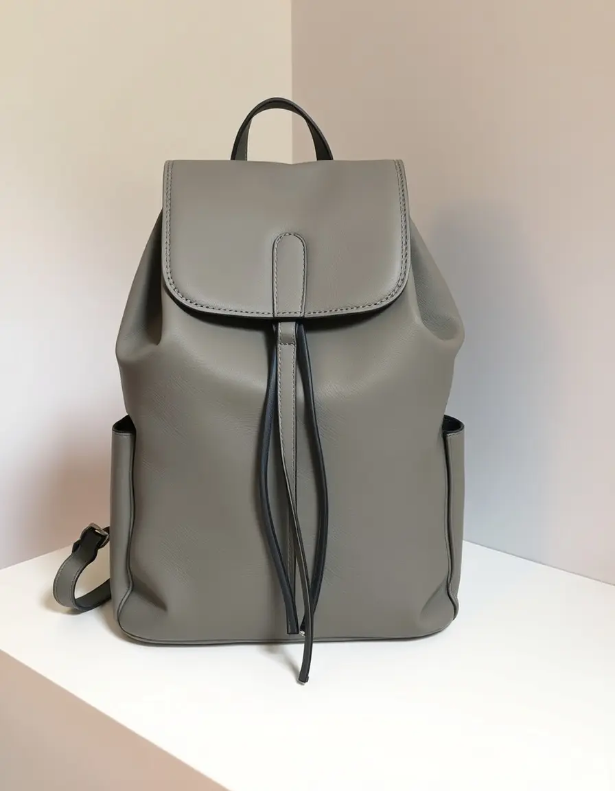 Gray Italian leather backpack
