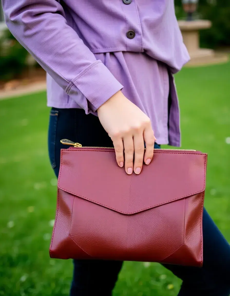 Brown Italian leather clutch