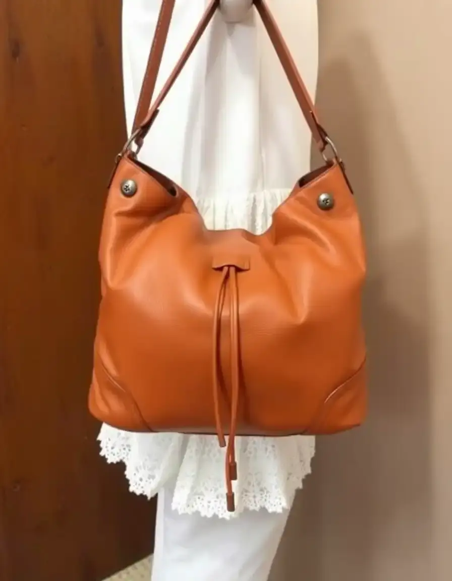 Tan Italian leather hobo