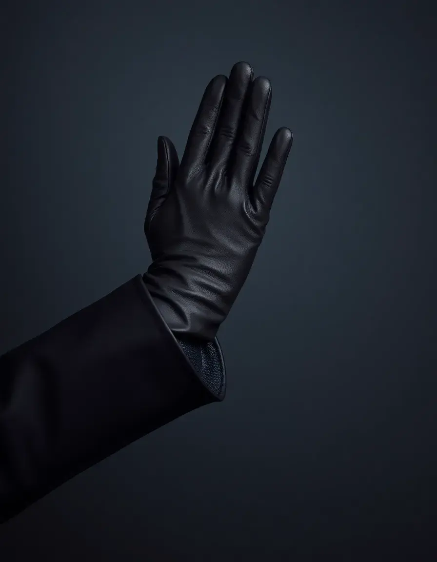Stylish leather fashion gloves, long black leather
