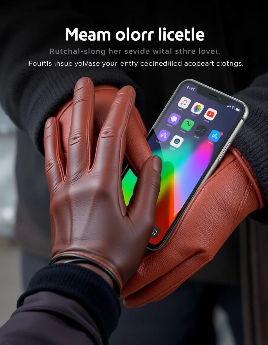 Touchscreen compatible leather gloves