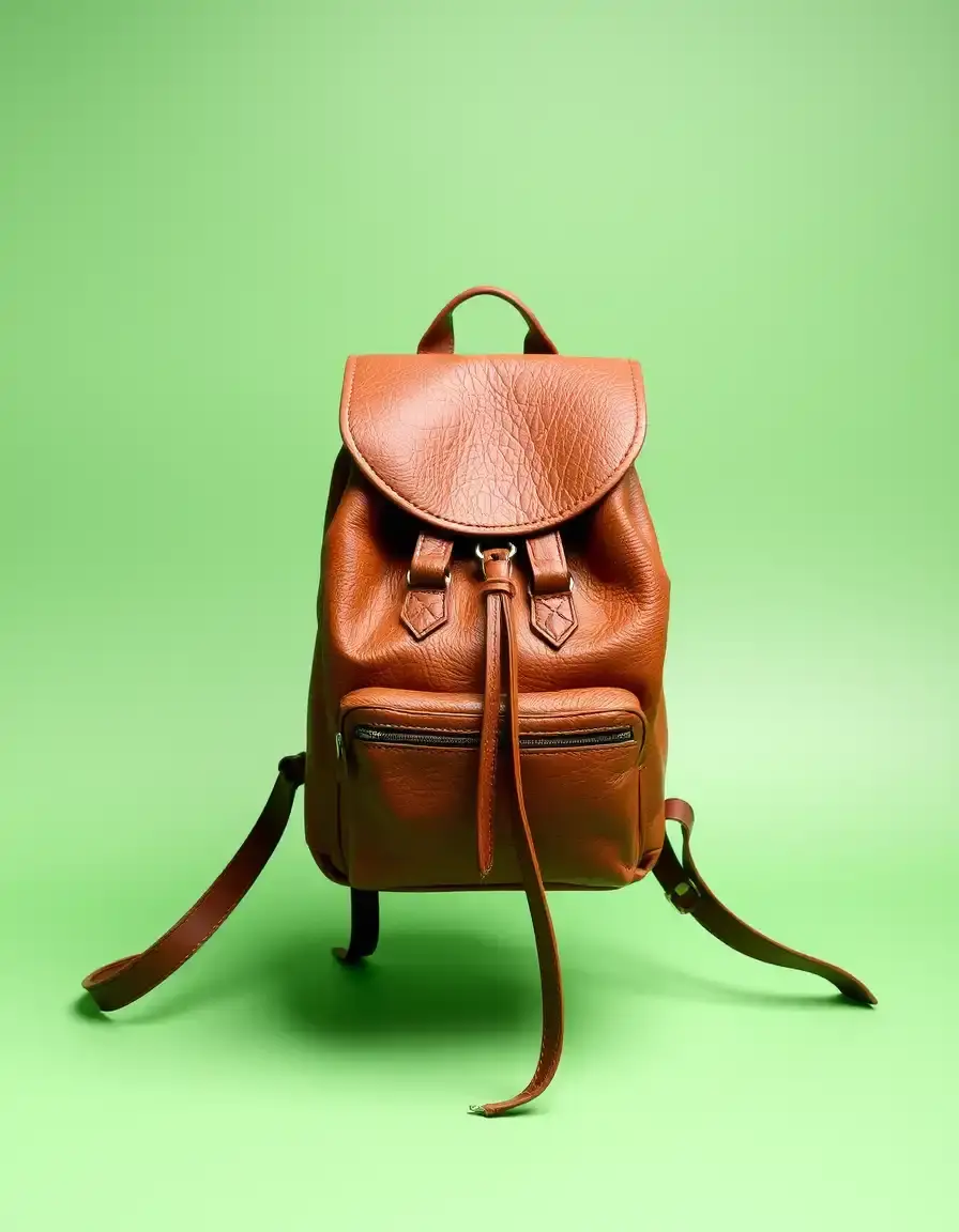 Brown fashion leather backpack
