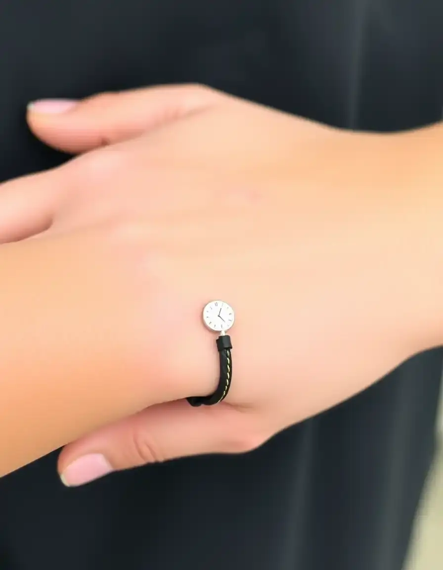 Black wrap leather bracelet detail