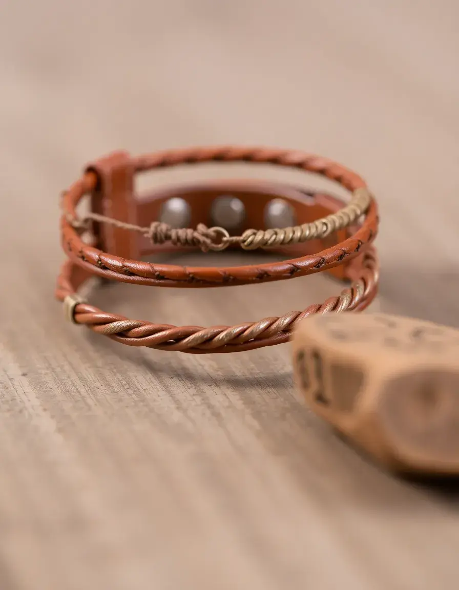Brown cuff leather bracelet