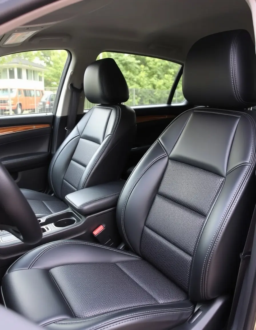 Black universal leather car seat cover