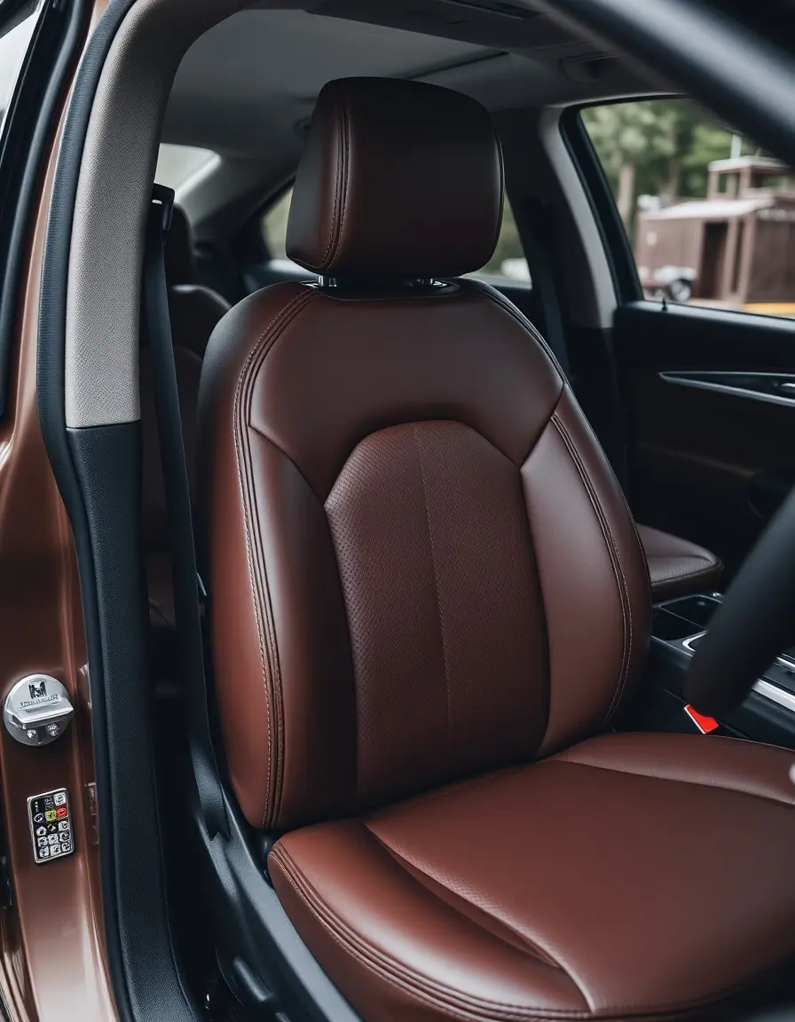 Brown waterproof leather car seat cover
