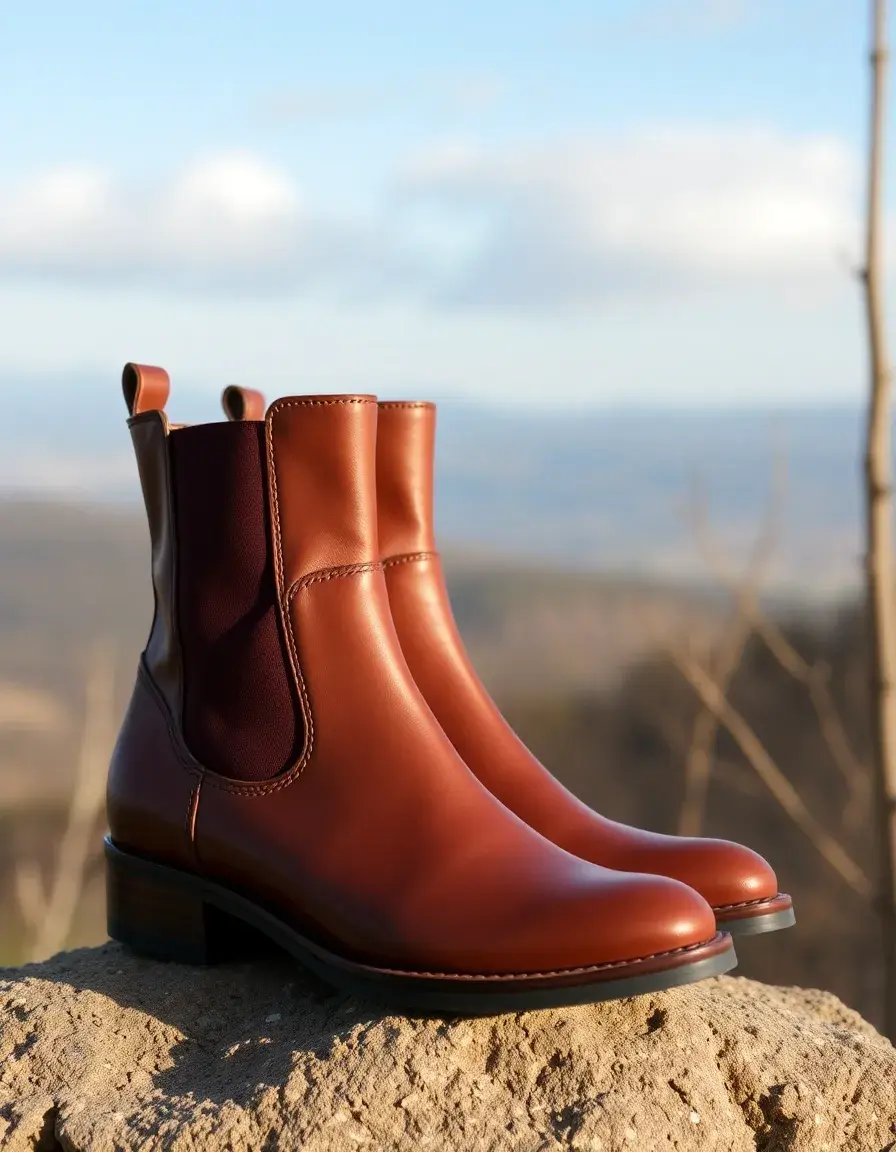 Brown women's leather Chelsea boots