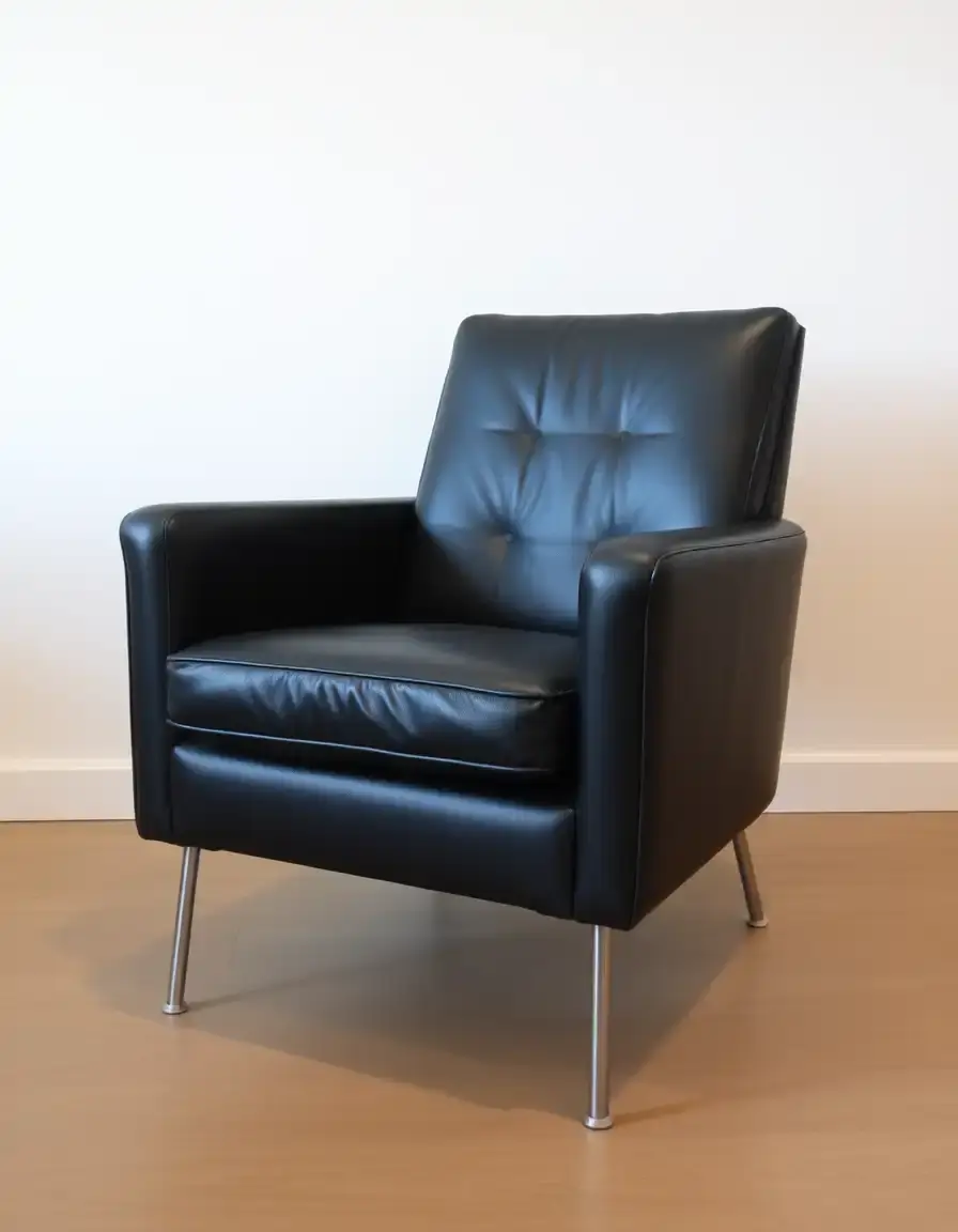 Black modern leather club chair