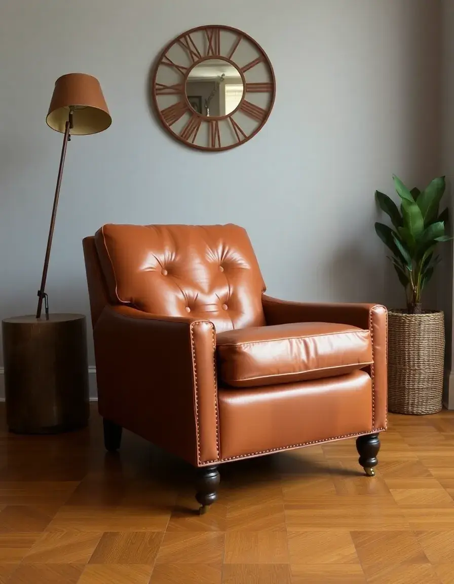 Tan vintage leather club chair