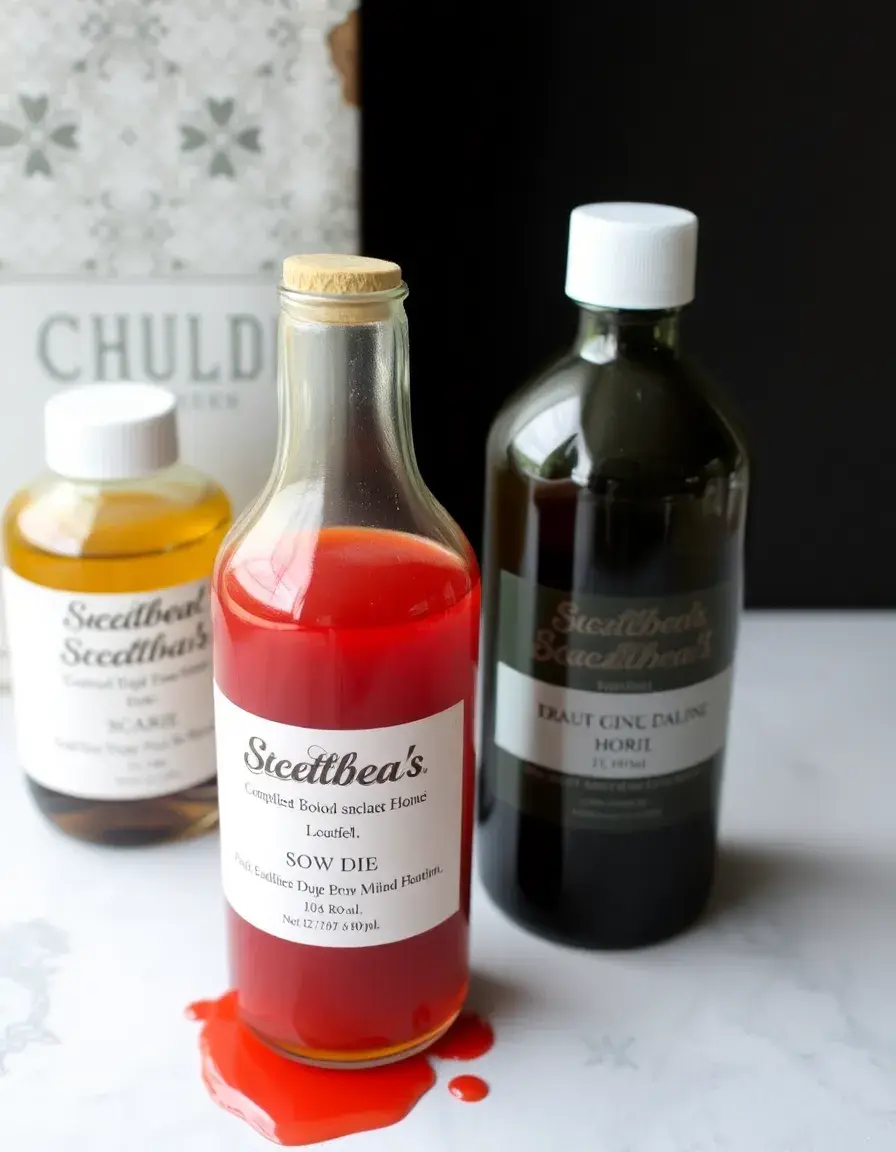 Leather dye set with various color bottles