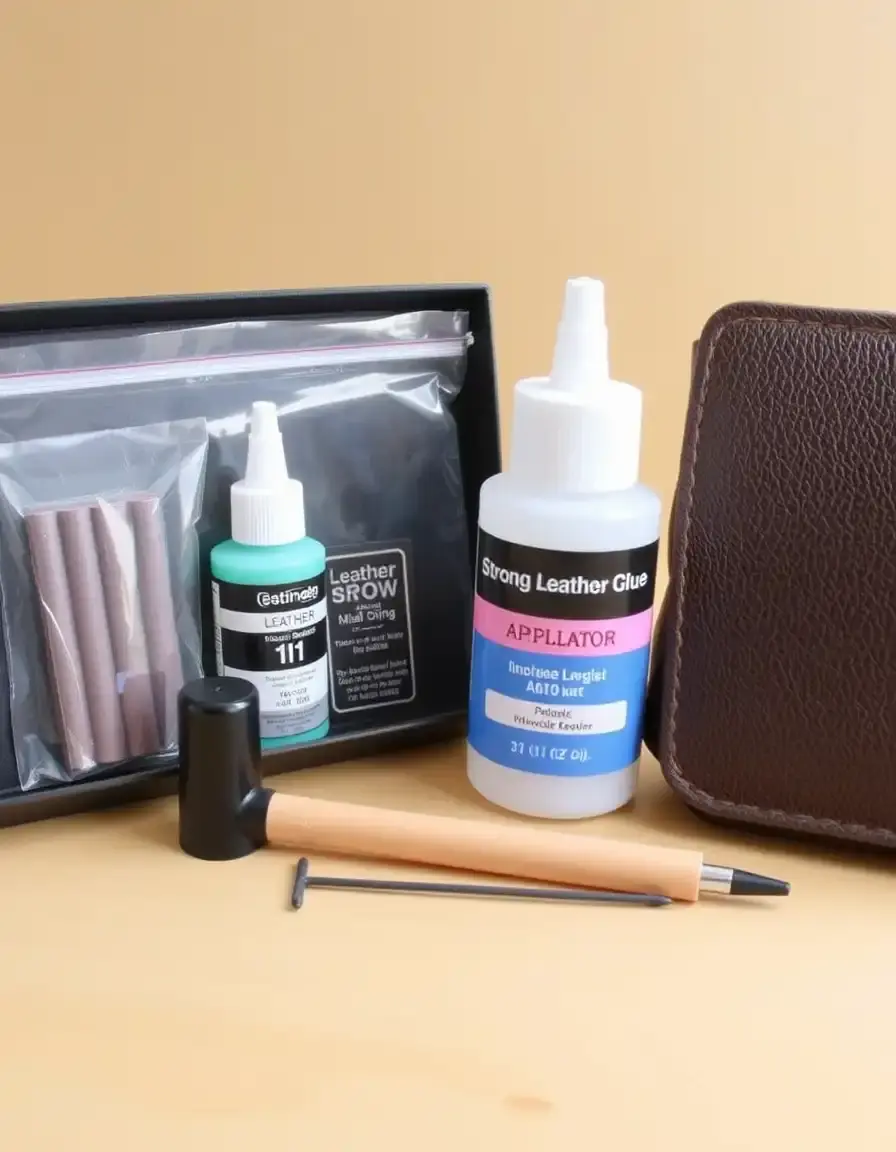 Strong leather glue kit with applicator