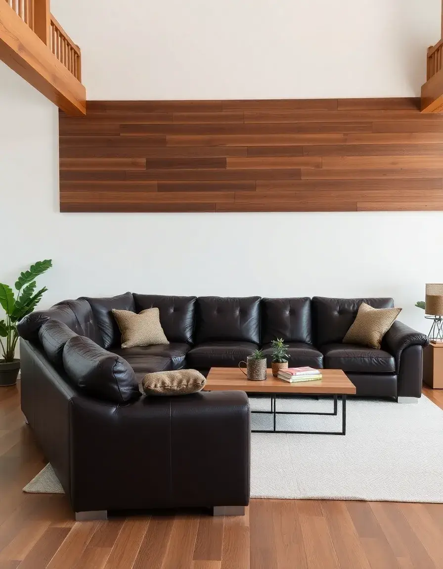 Large family leather sectional in dark brown