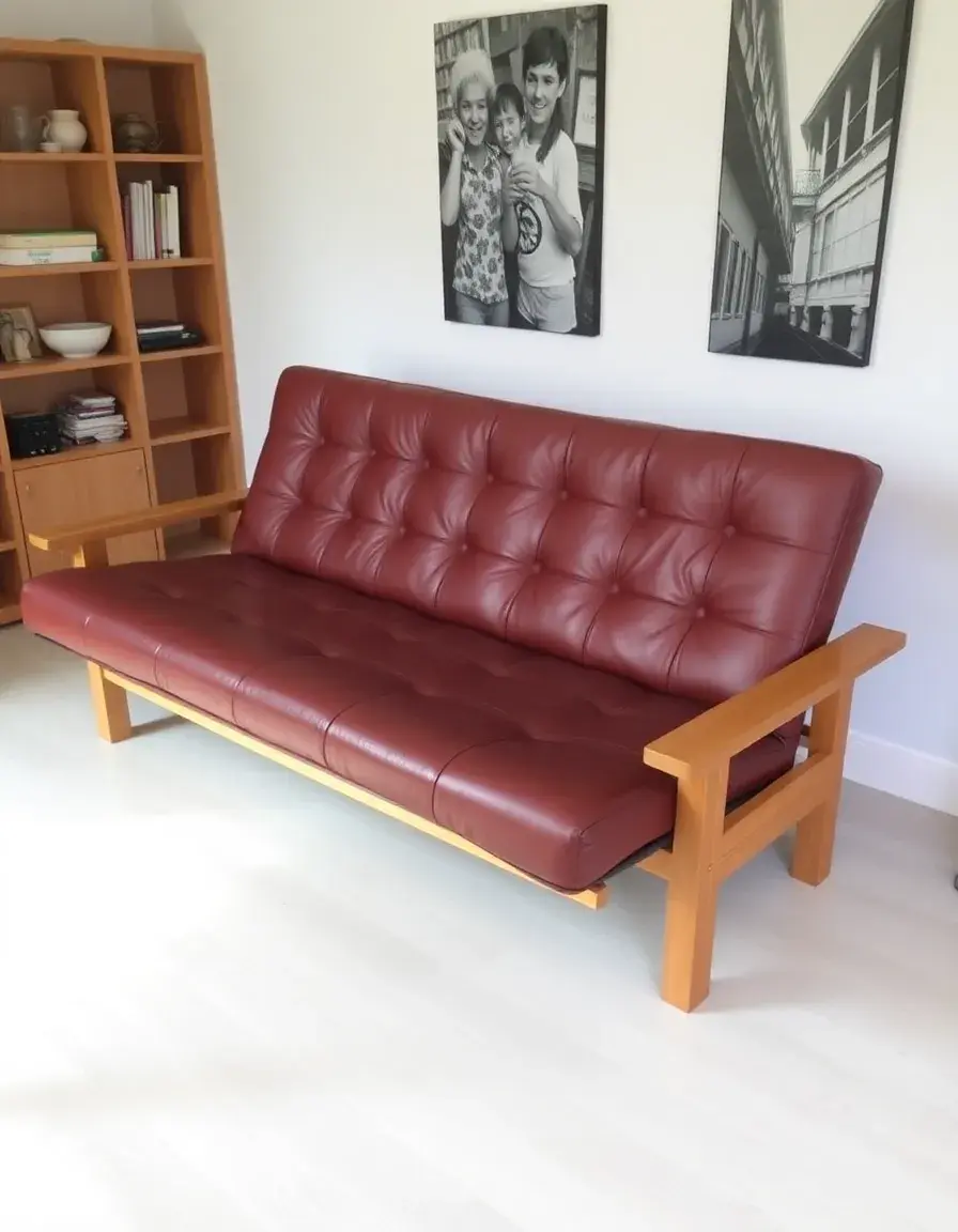 Adjustable back leather futon