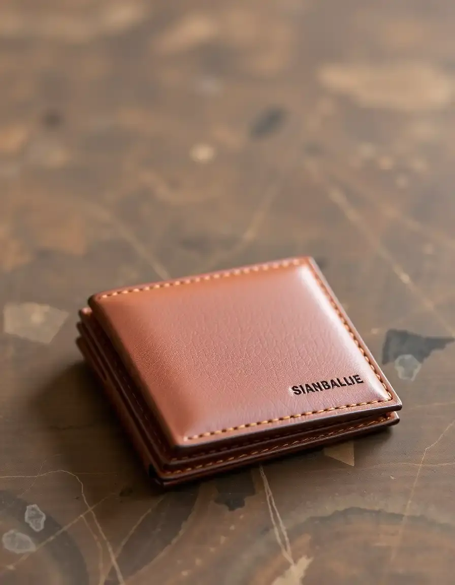 Trifold leather wallet in brown