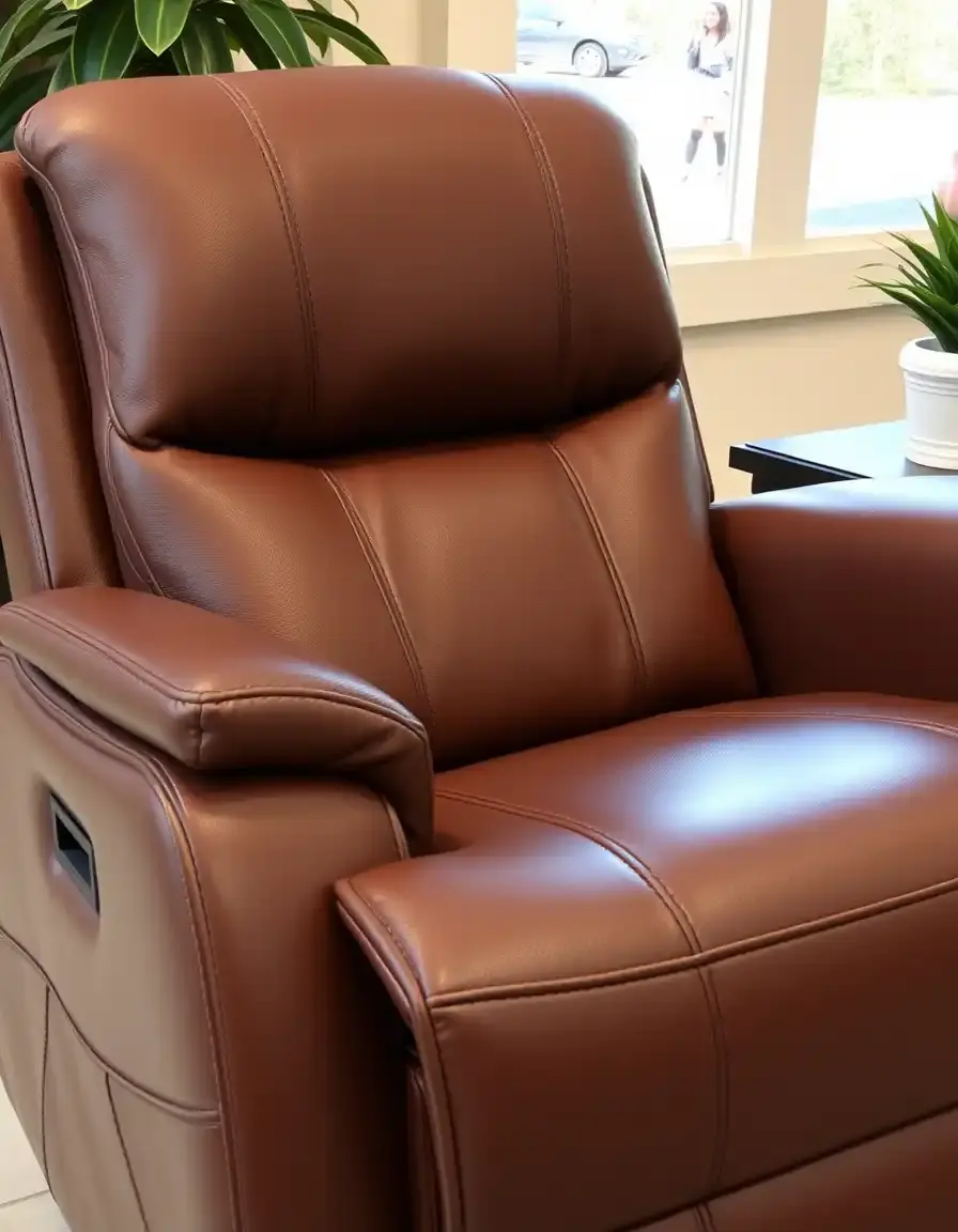 Massage leather loveseat recliner in rich brown