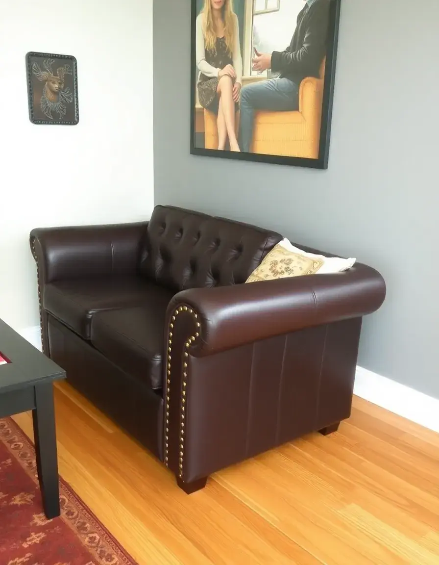 Tufted leather loveseat recliner with elegant design