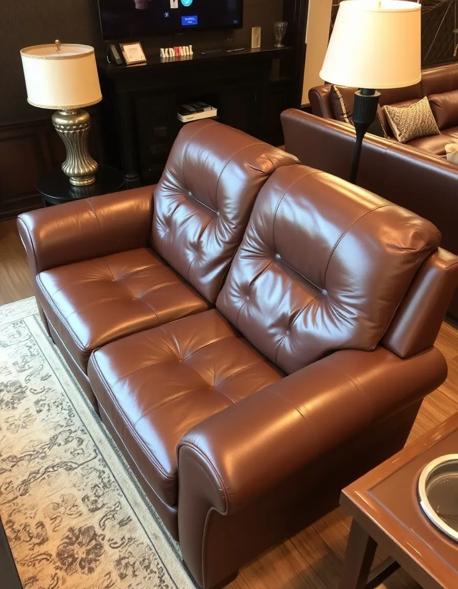 Heated seat leather loveseat for winter comfort