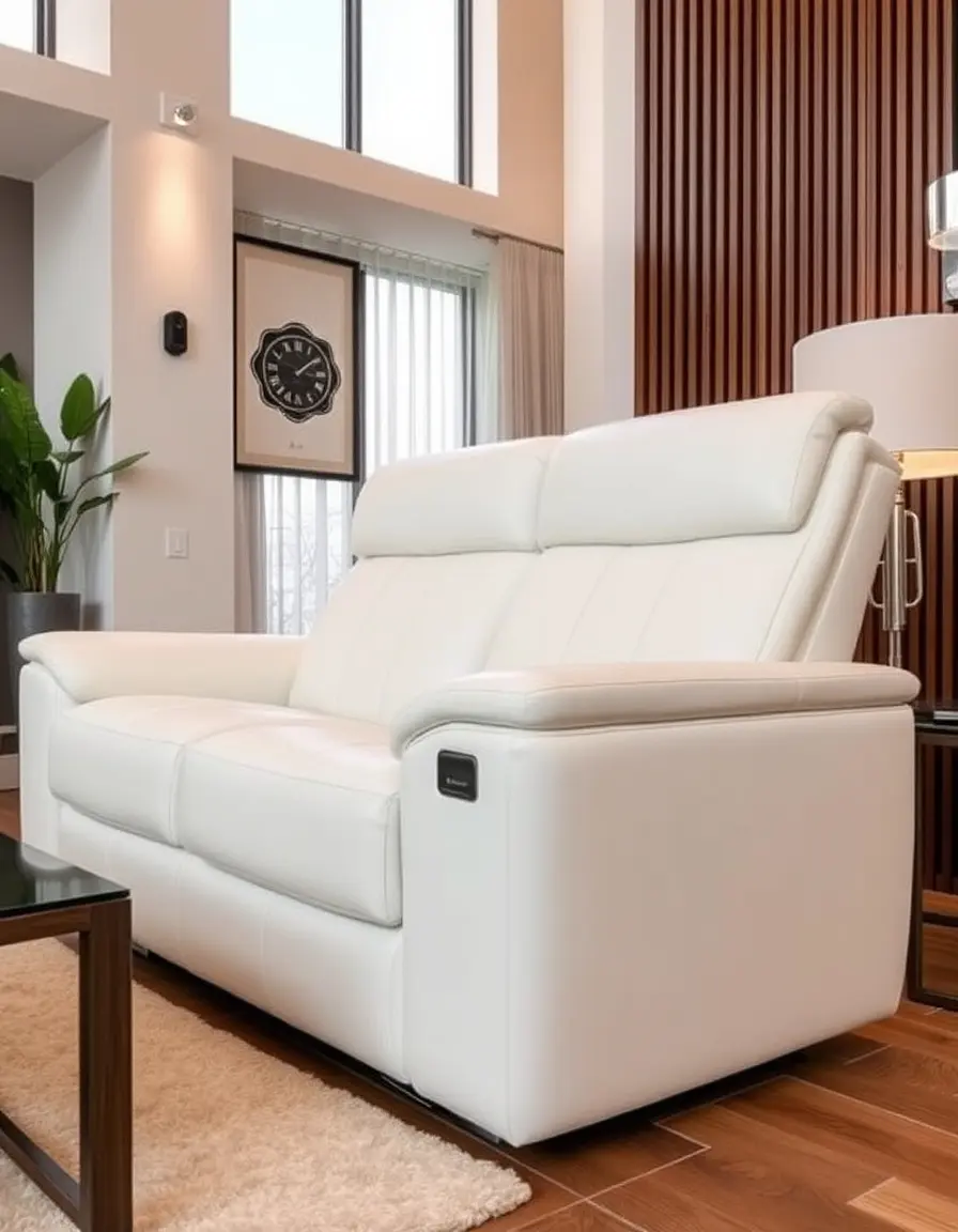Modern design leather loveseat recliner
