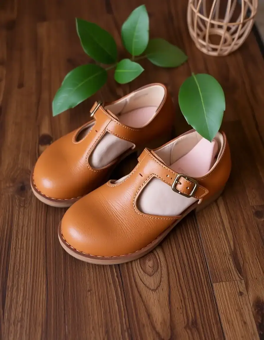 Orthopedic support leather mary janes tan