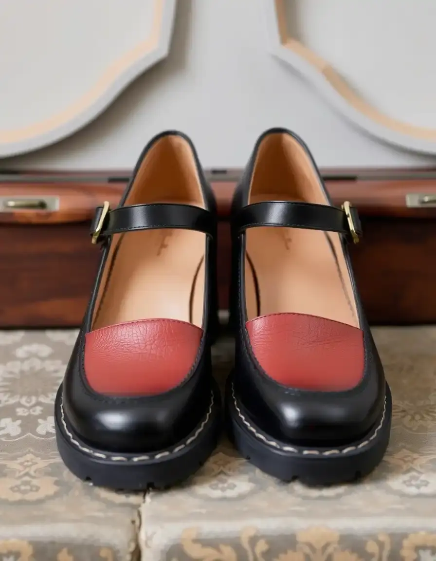 Designer brand style leather mary janes