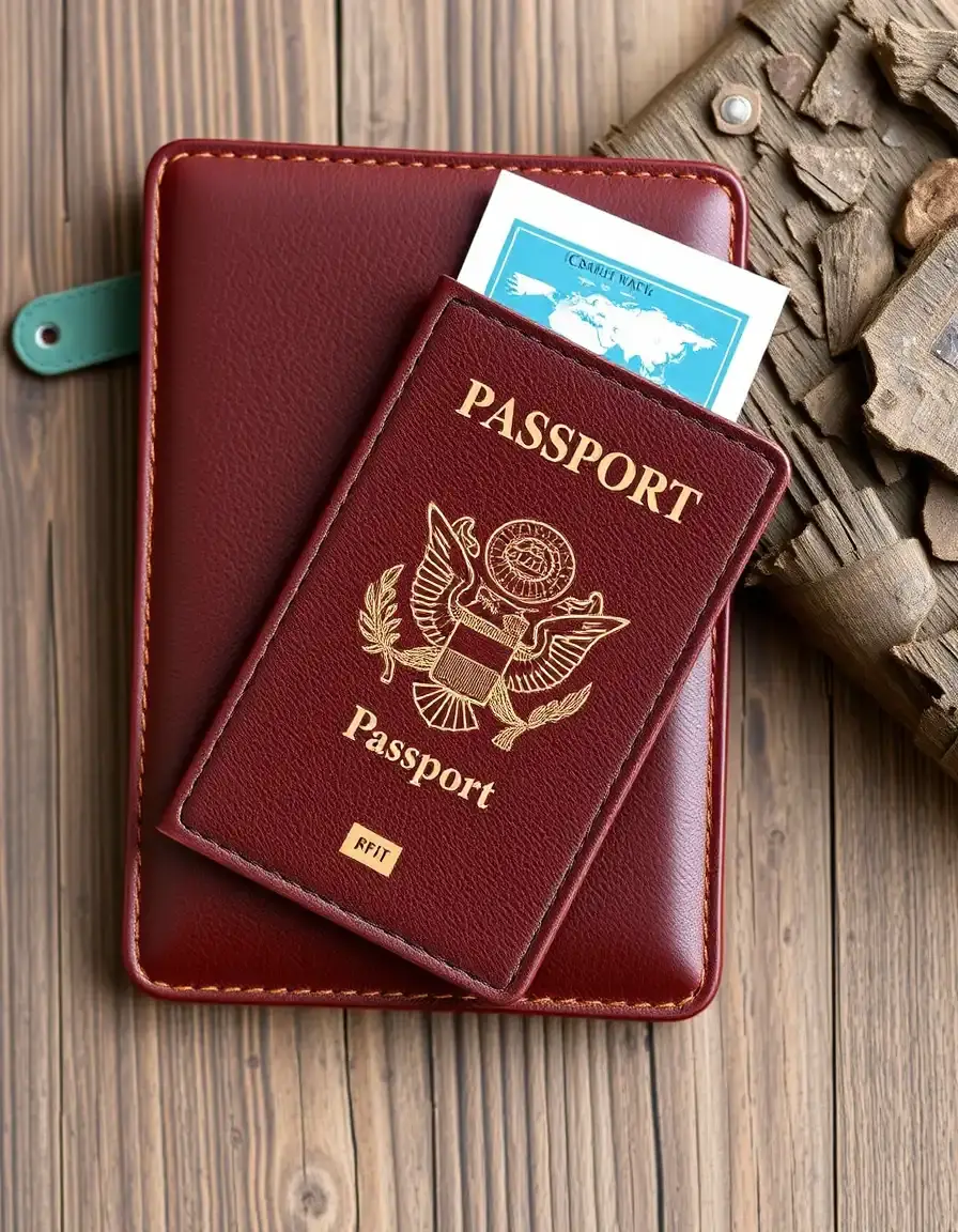 RFID blocking brown leather passport holder