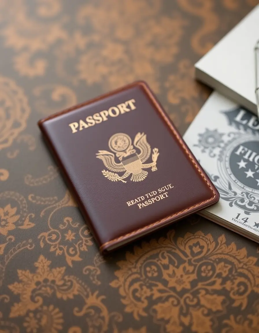 Personalized engraved leather passport holder
