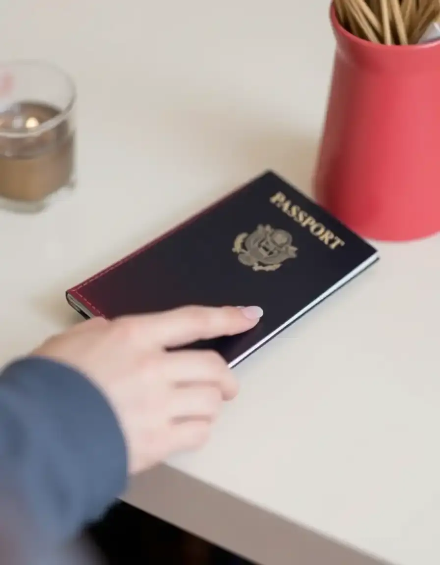 Slim leather passport sleeve red