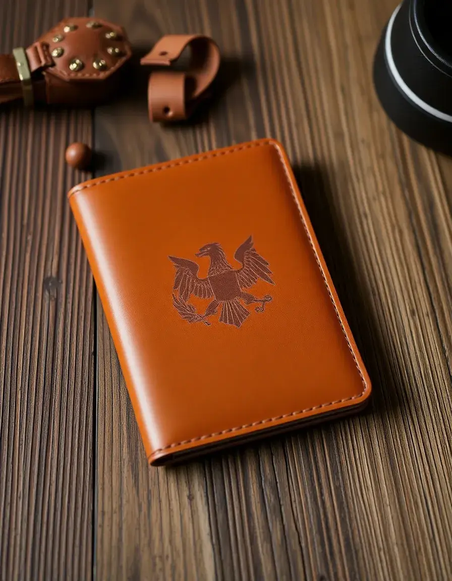 Waterproof leather passport holder tan