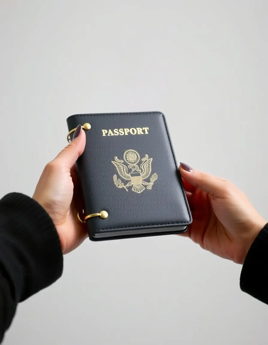 Luxury gold accented leather passport holder