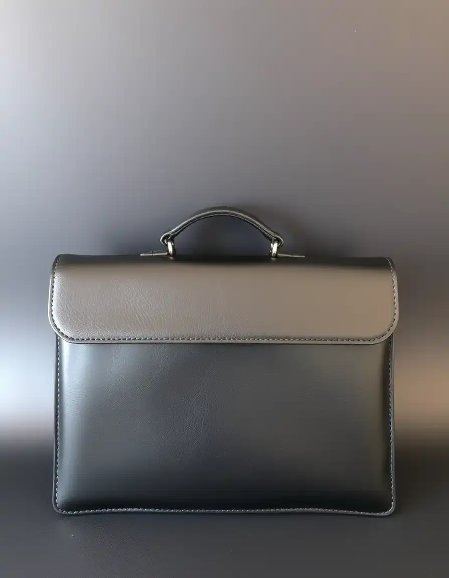 A4 size black leather portfolio folder for business documents