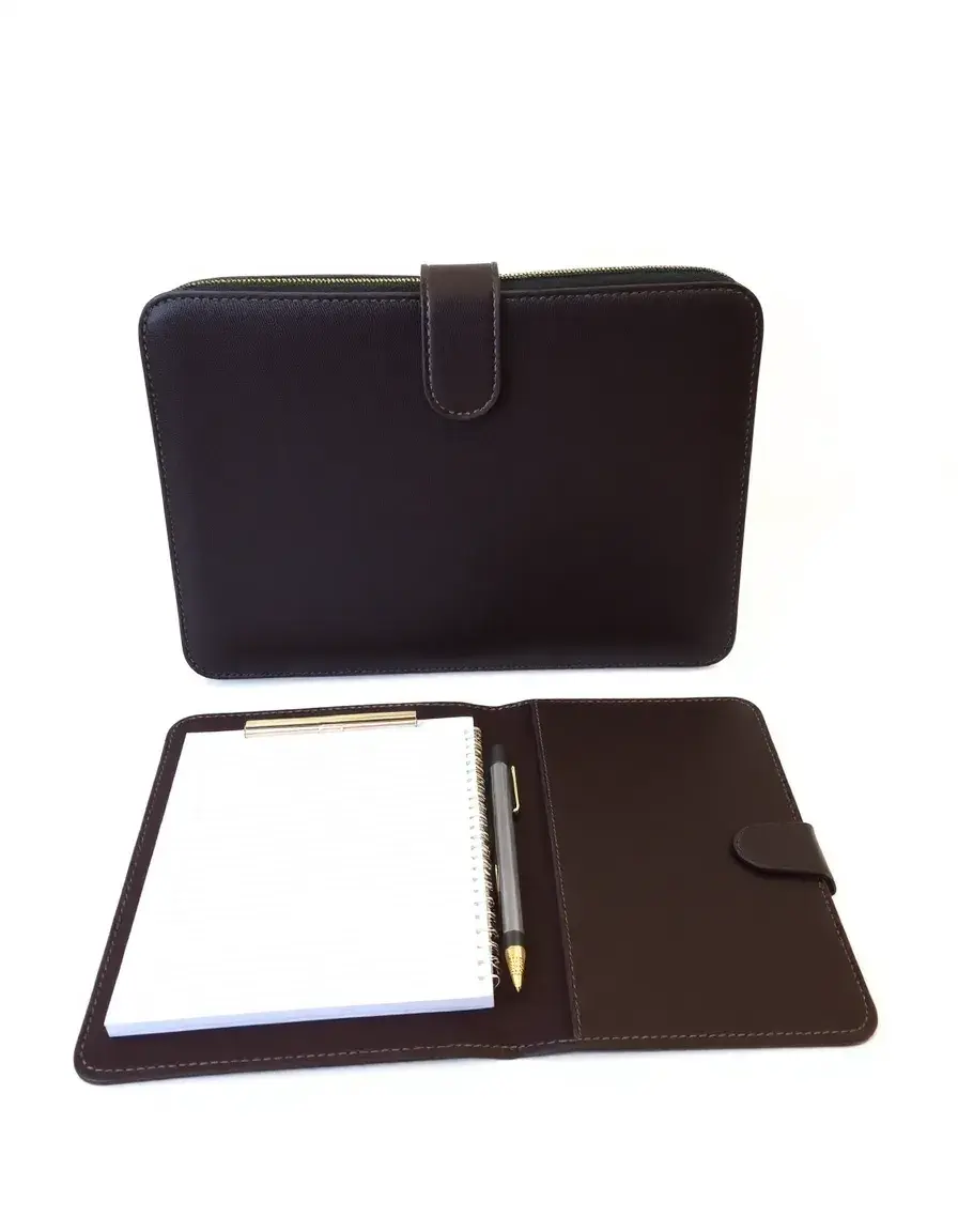 Executive leather portfolio with notepad and card slots