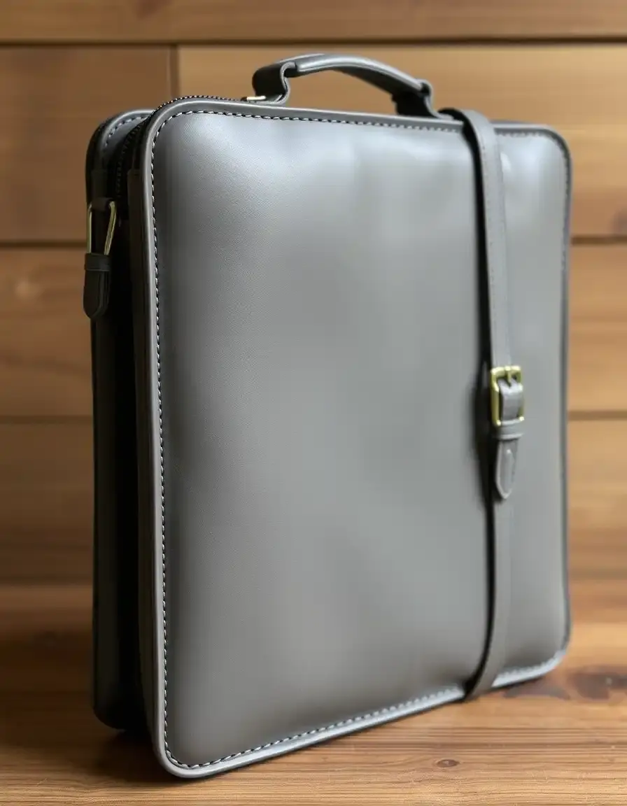 Waterproof treated gray leather portfolio