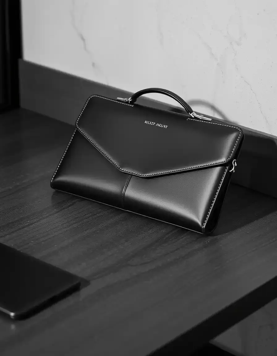 Minimalist slim leather portfolio for modern professionals