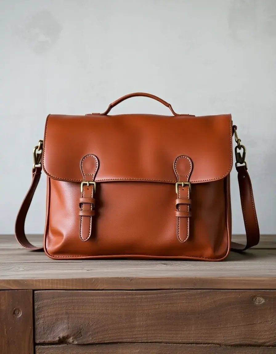 Waterproof leather satchel tan