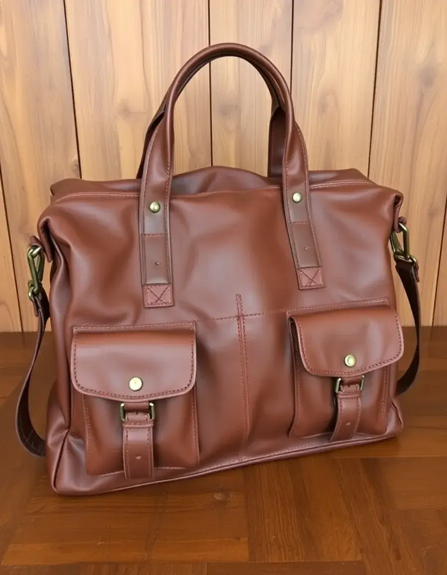 Large capacity leather satchel
