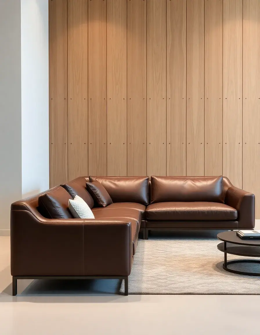 Modern minimalist leather sectional with sleek lines